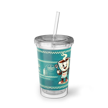 Perky’s Cafe KS -Retro diner charm in a lightweight 16oz double-walled acrylic cup. Cold up to 24 hrs, warm up to 12. BPA-free with lid + reusable straw.(free shipping)