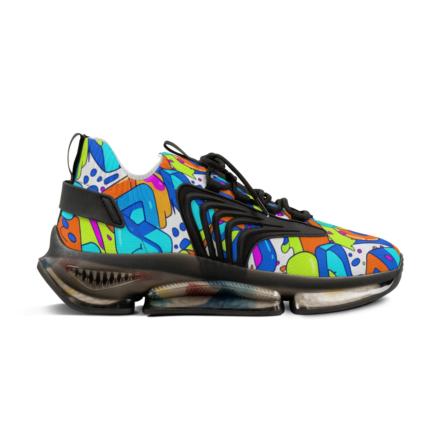 Men's Breathable Mesh Sneakers — Colorful Abstract Pattern Athletic Shoes (free shipping)