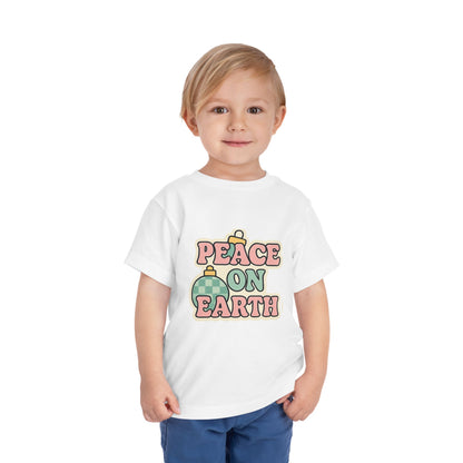 Peace on Earth Toddler Tee — Retro Holiday Christmas Shirt