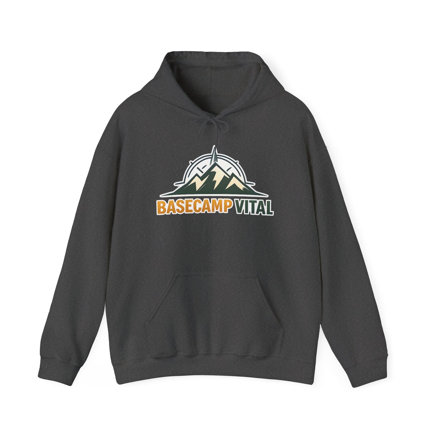 Base Camp Vital Outdoor Fleece Hoodie | Mountain Compass Graphic Pullover | 50/50 Midweight Trail Hoodie  Vital Hoodie  (free shipping)