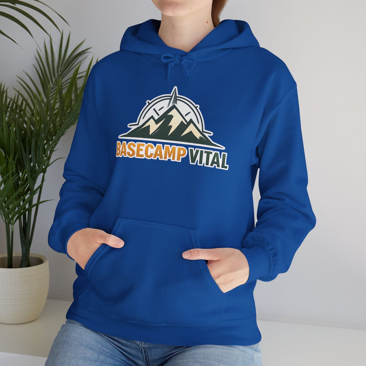 Base Camp Vital Outdoor Fleece Hoodie | Mountain Compass Graphic Pullover | 50/50 Midweight Trail Hoodie  Vital Hoodie  (free shipping)