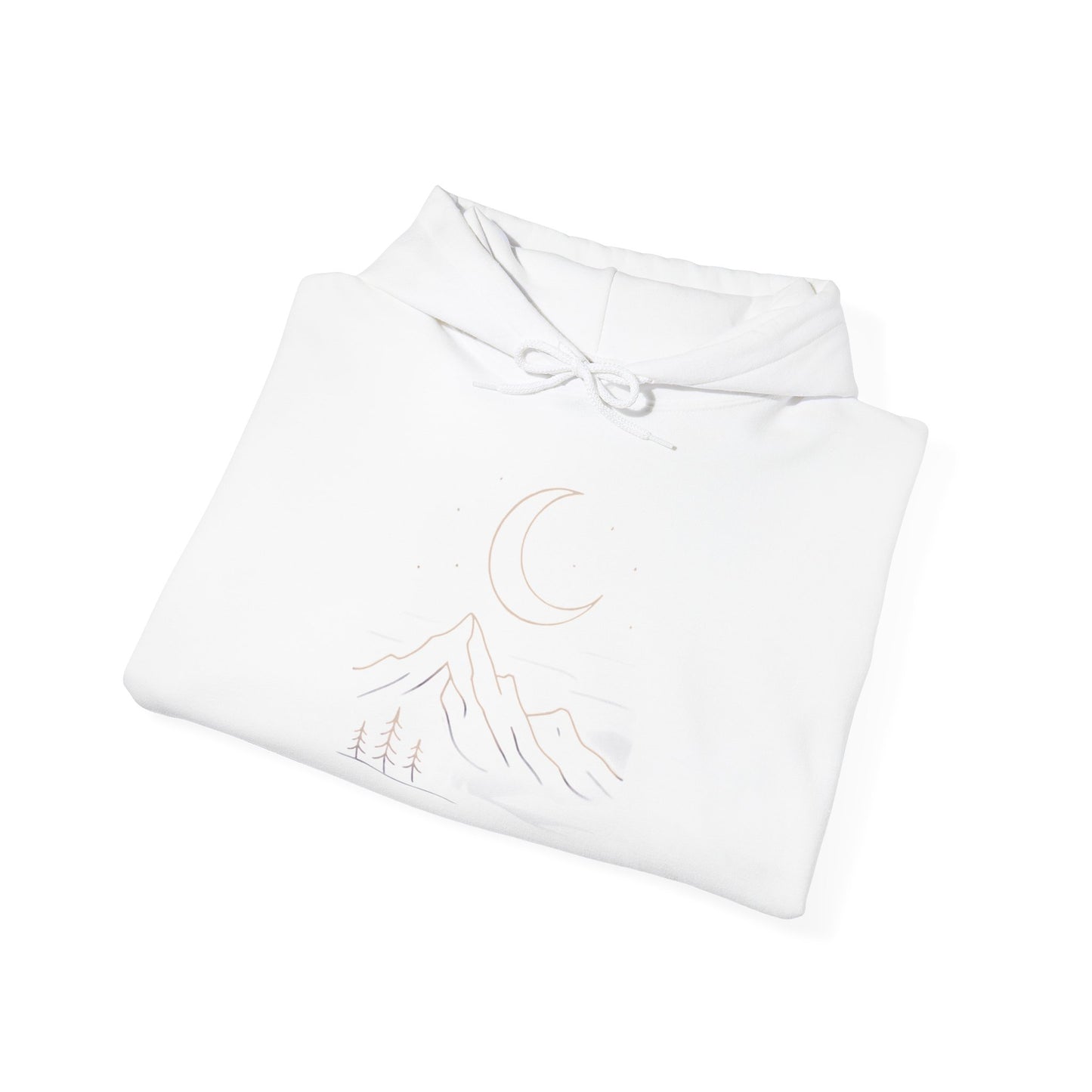 Mountain Moonline Hoodie — base camp vital gear- Minimal Crescent & Peaks Graphic Sweatshirt