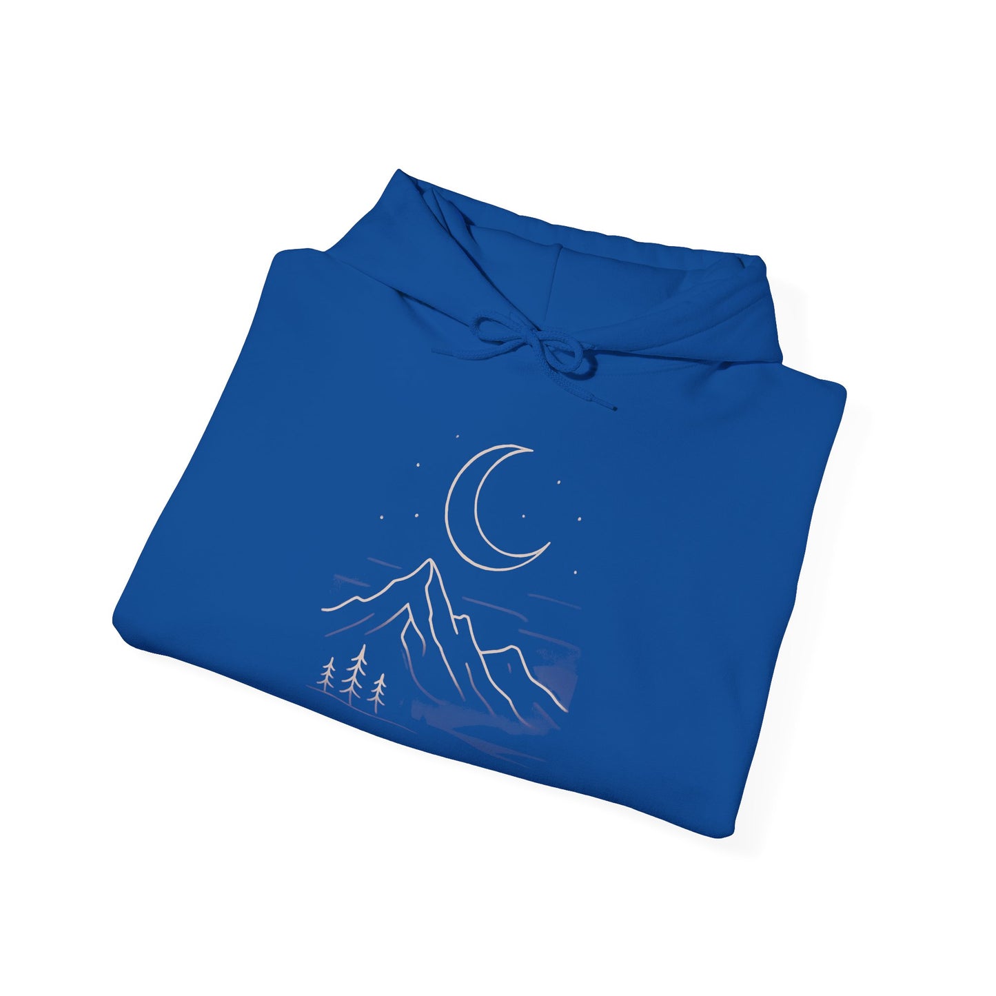 Mountain Moonline Hoodie — base camp vital gear- Minimal Crescent & Peaks Graphic Sweatshirt