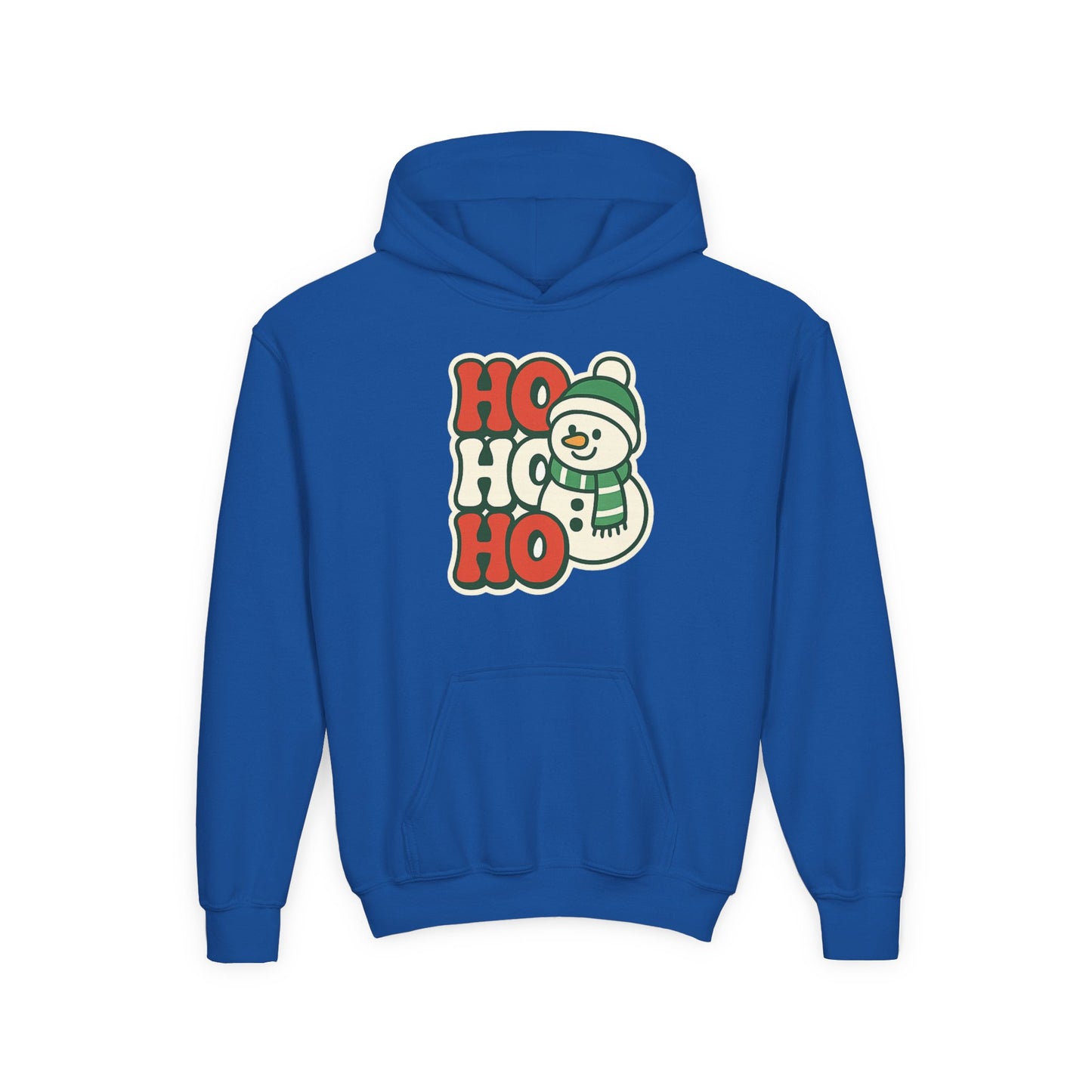Youth kids Christmas Hoodie - 'HO HO HO' Snowman Holiday Sweatshirt