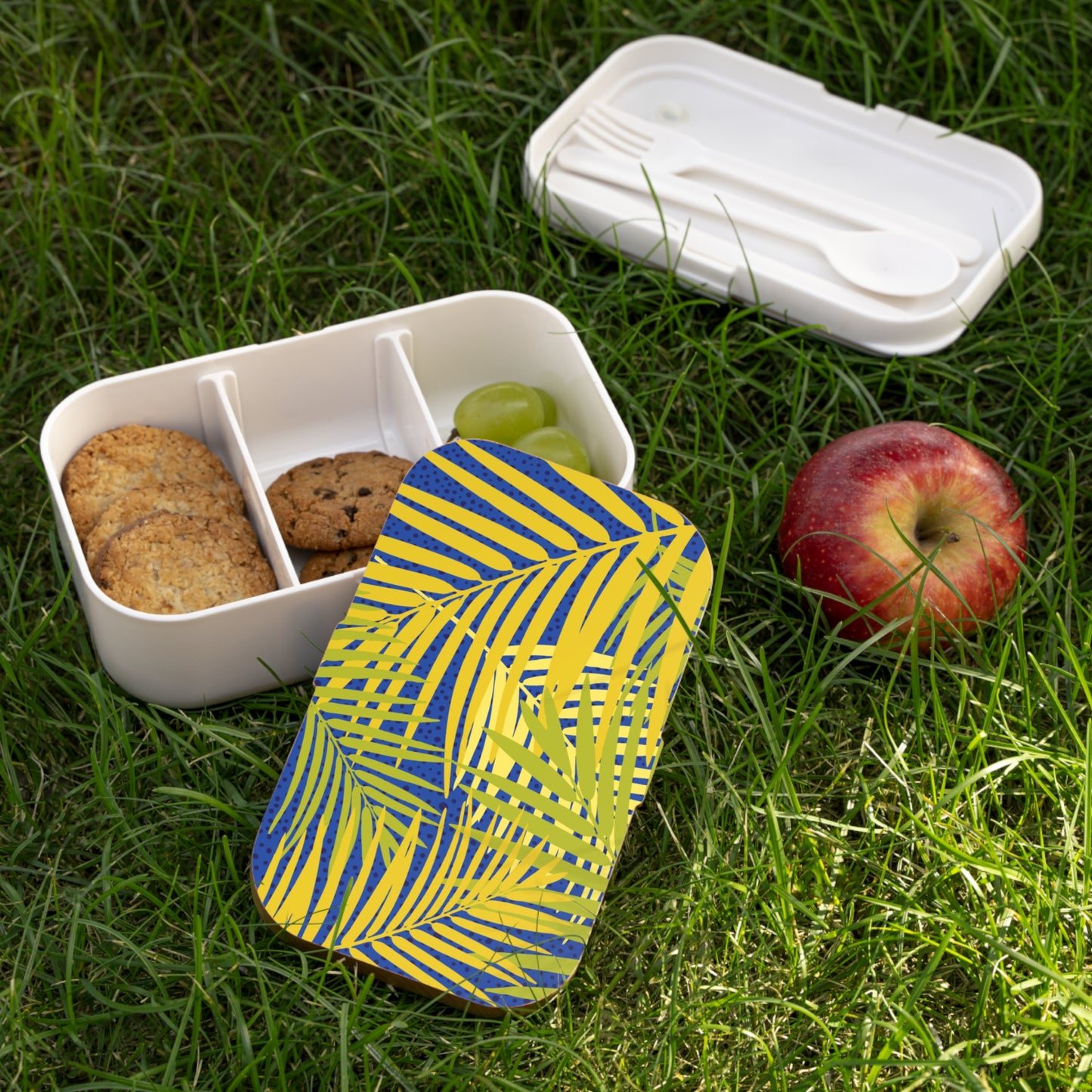 Tropical Bento Lunch Box - Stylish Meal Prep Container with Palm Leaf Design
