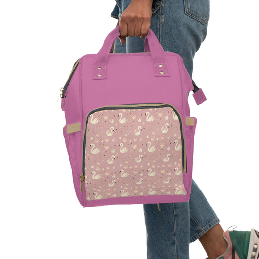 Pink Swan Diaper Backpack – Multifunctional Baby Changing Bag