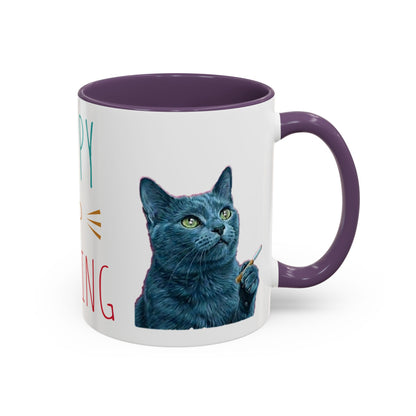 Happy and dazzling smoking cat Coffee Mug — "Happy and Dazzling" Cat Accent Mug (11/15oz) (free shipping)