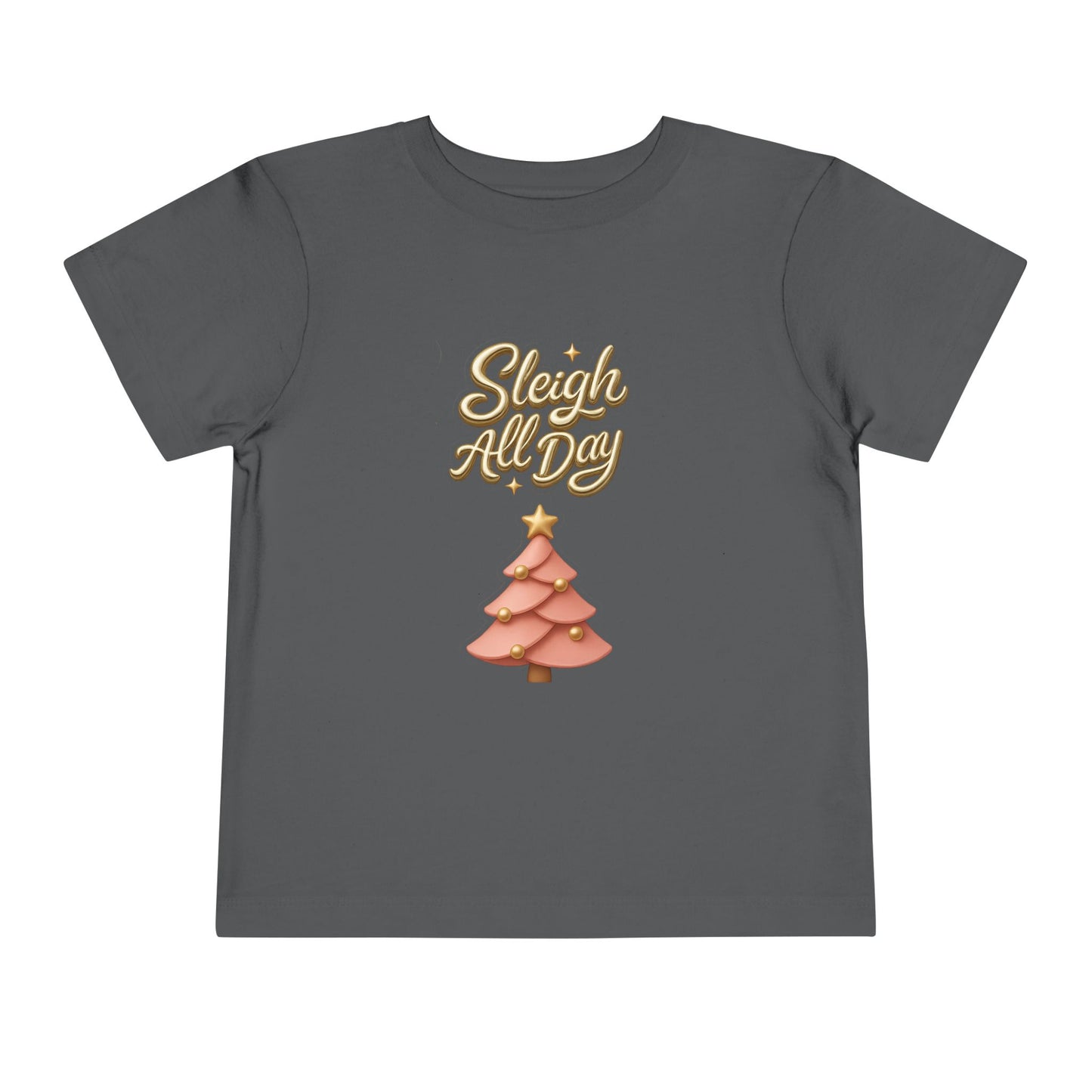 Toddler Tee - "Sleigh All Day" Christmas Tree Holiday Shirt