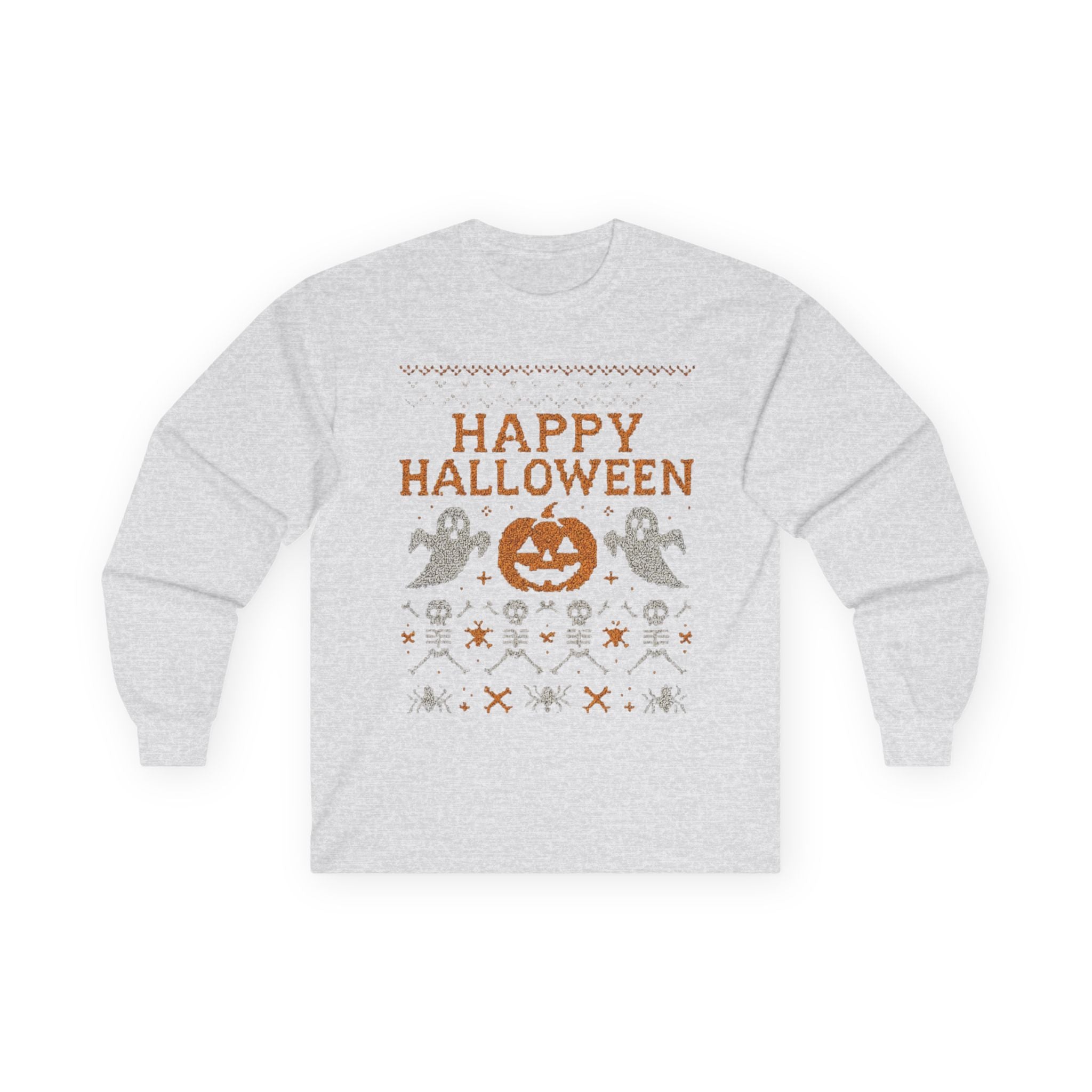 Happy Halloween Long Sleeve Tee, Spooky Tee, Halloween Costume Shirt, Autumn Festive Attire, Unisex Fall Apparel