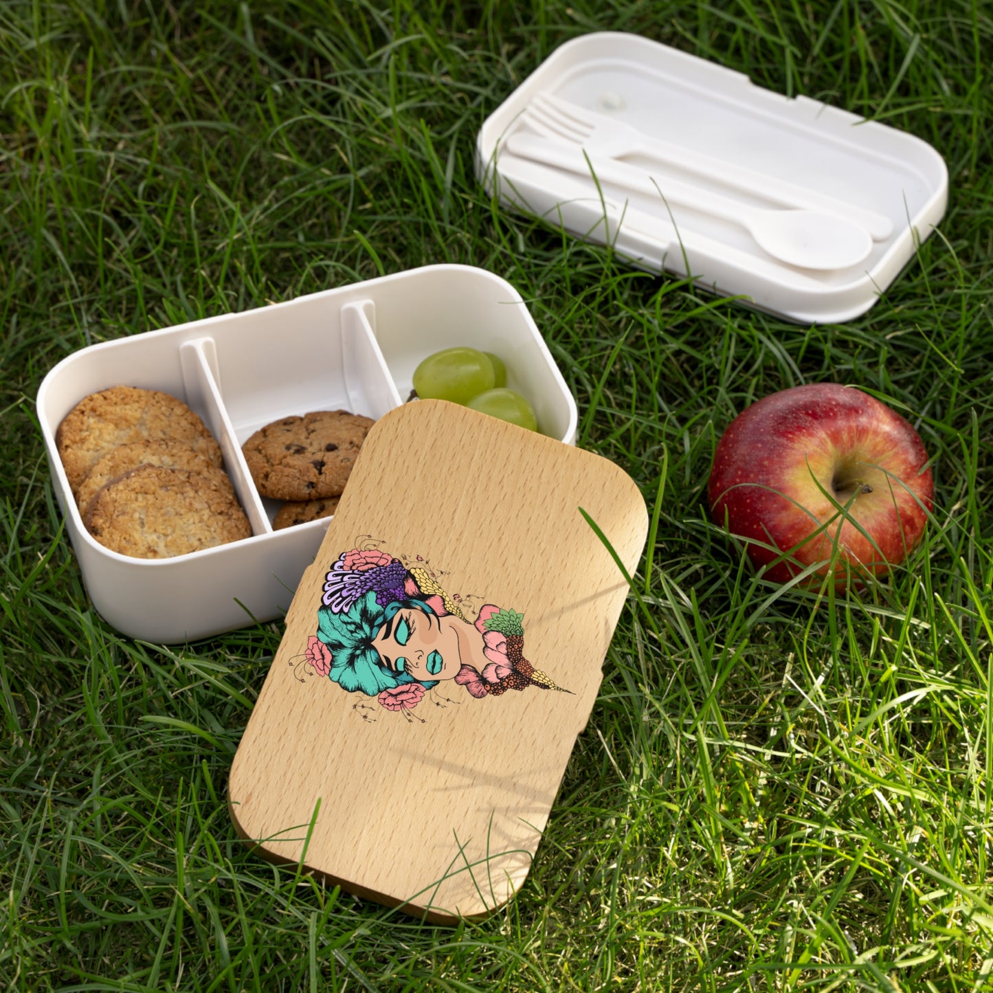 Artistic Bento Lunch Box with Floral Design
