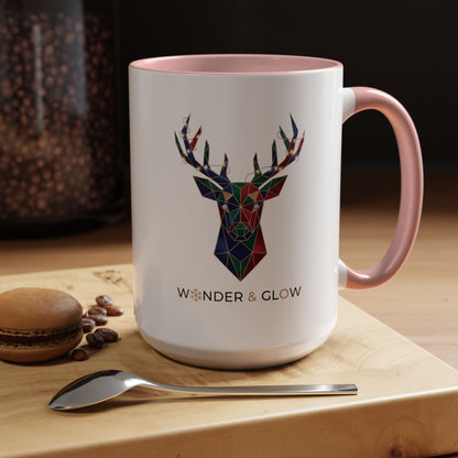 Geometric Stag Accent Coffee Mug — "Wonder & Glow" 11/15oz