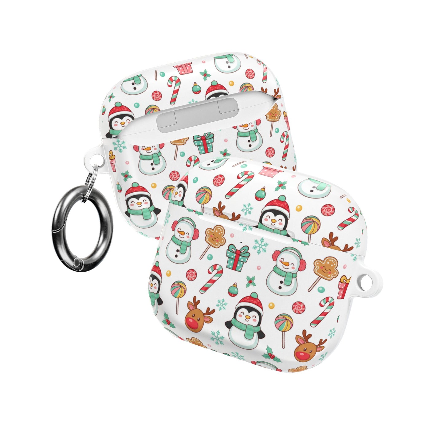Christmas Penguins AirPod Case — Cute Holiday Snowman, Reindeer & Candy Pattern (free shipping)