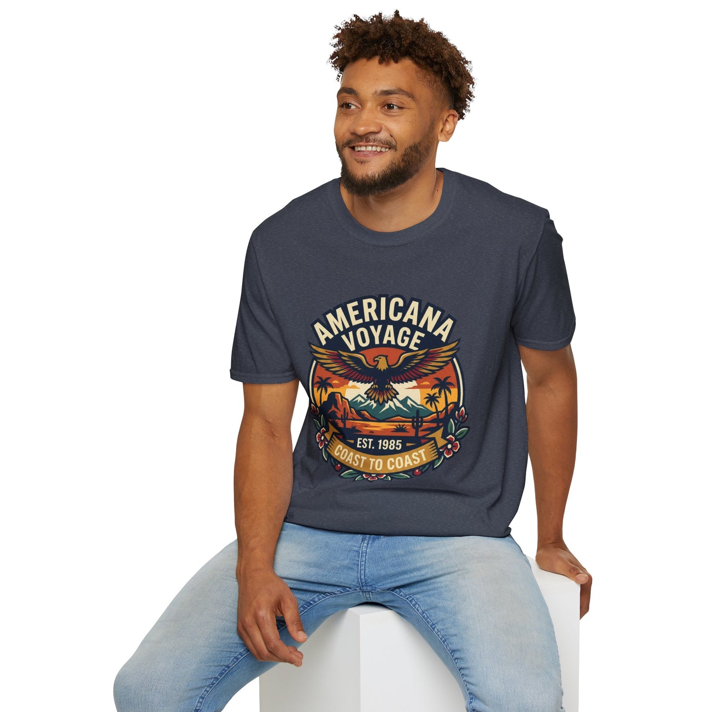 Americana Voyage retro Graphic T-Shirt — Coast to Coast Eagle Sunset