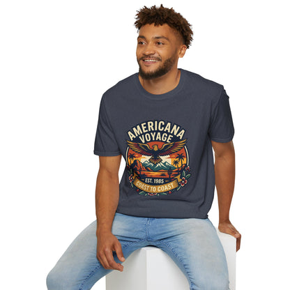 Americana Voyage retro Graphic T-Shirt — Coast to Coast Eagle Sunset