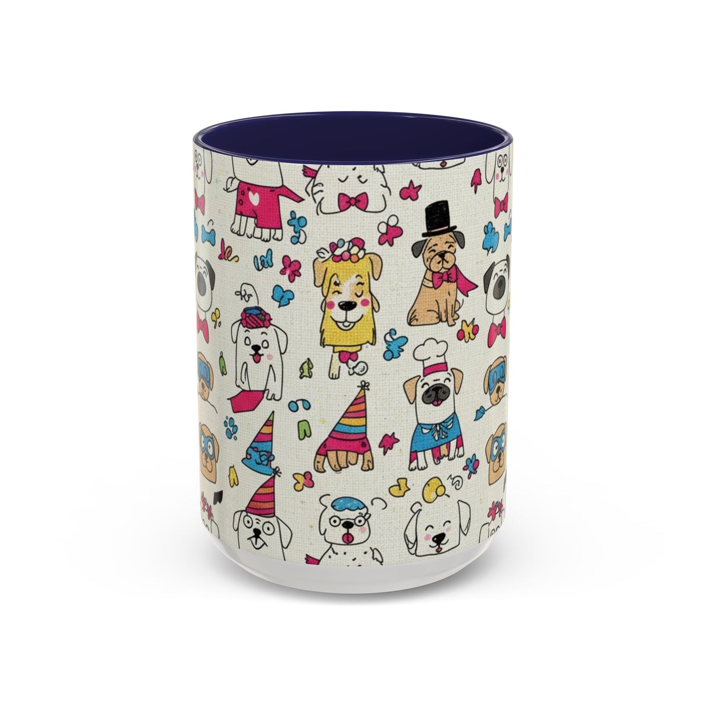 Cute Party Dogs Accent Coffee Mug (11/15oz) — Colorful Puppy Pattern Gift Mug