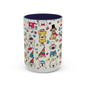 Cute Party Dogs Accent Coffee Mug (11/15oz) — Colorful Puppy Pattern Gift Mug