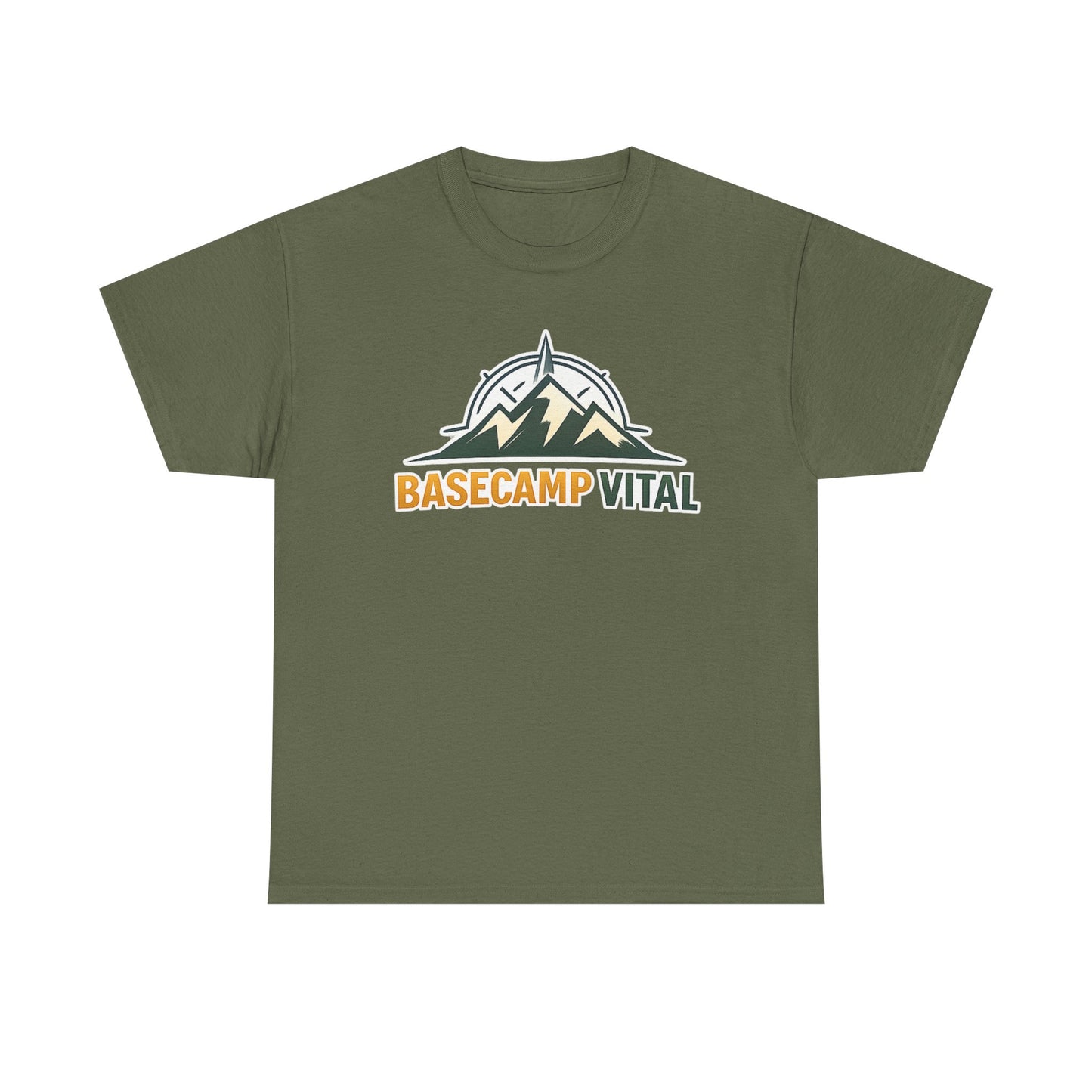 Base Camp Vital Mountain Compass Crewneck T-Shirt | Outdoor Hiking Graphic Tee | Midweight Cotton Trail Shirt (free shipping)