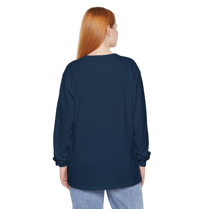 Women’s navy blue Garment-Dyed Long Sleeve T-Shirt for All Seasons