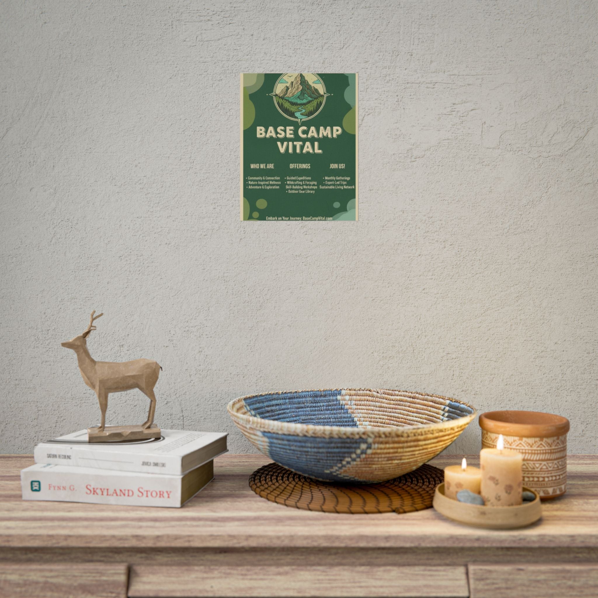 Base Camp Vital Nature-Inspired Rolled Posters for Adventure Lovers, Wall Decor for Outdoor Enthusiasts, Eco-Friendly Art, Mountain Decor, Camp Vibes