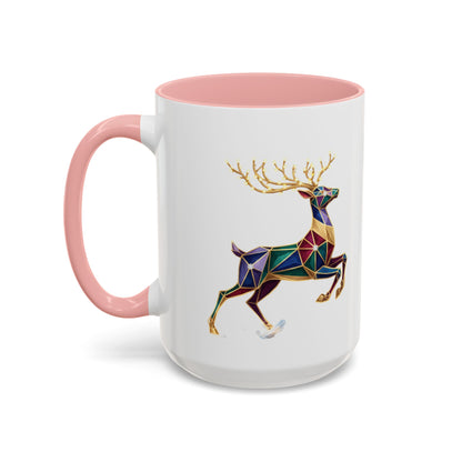 Geometric Rainbow Reindeer Accent Coffee Mug (11/15 oz)