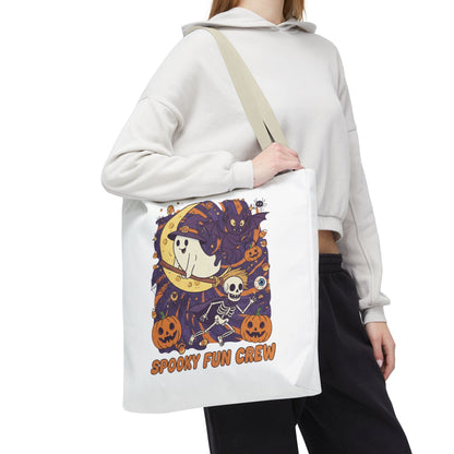 Spooky Fun Crew Halloween Tote Bag, Trick or Treat Bag, Haunted House Accessory, Fall Gift, Party Favor