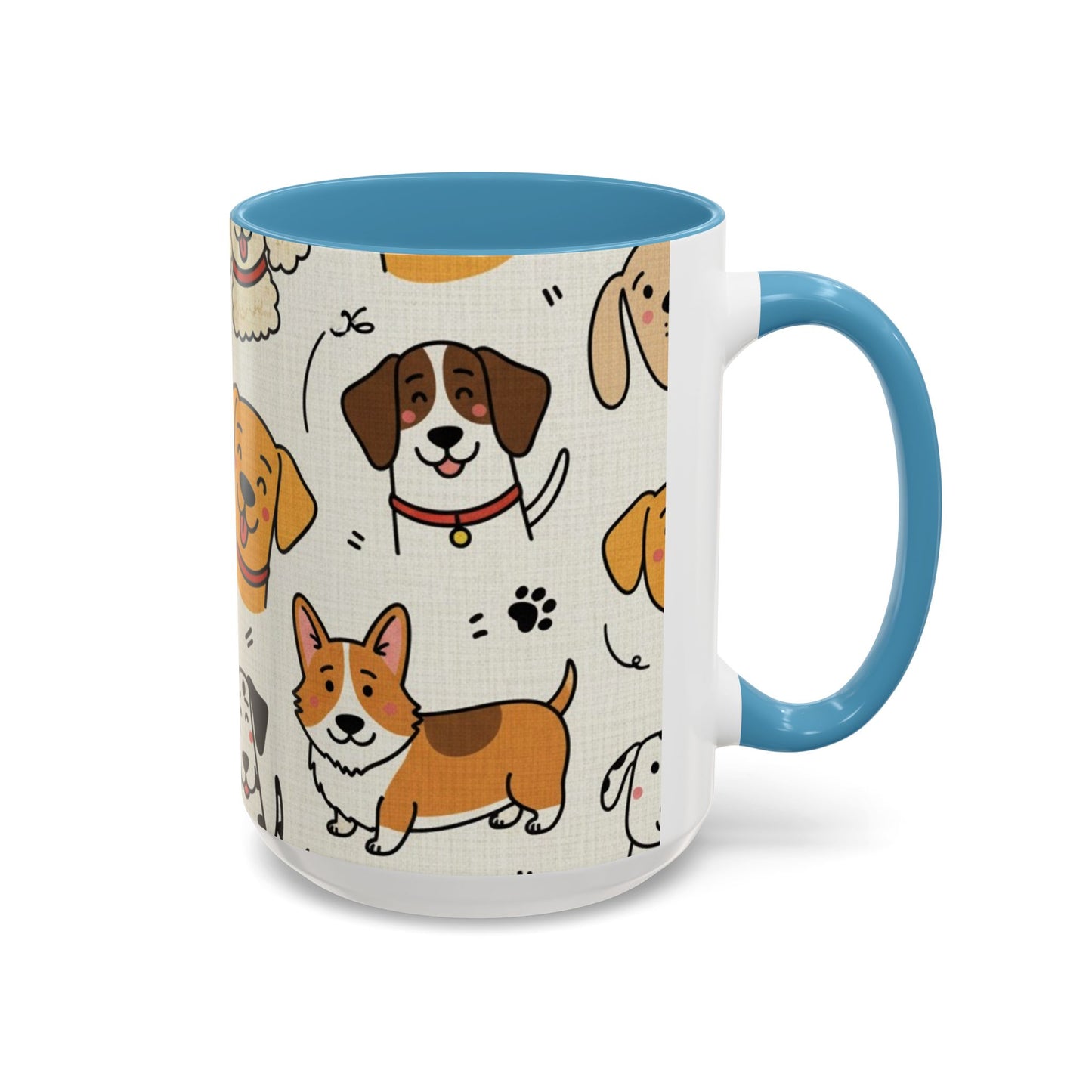 Cute Dog Pattern Accent Coffee Mug – Cute Cartoon Puppies 11/15oz