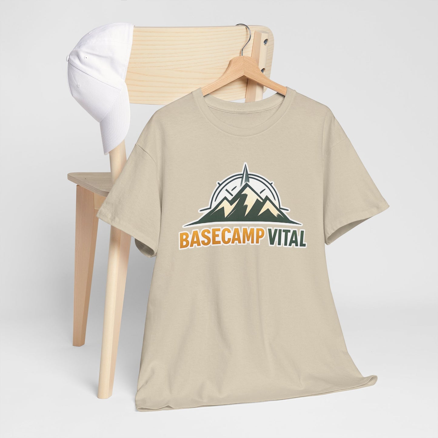Base Camp Vital Mountain Compass Crewneck T-Shirt | Outdoor Hiking Graphic Tee | Midweight Cotton Trail Shirt (free shipping)