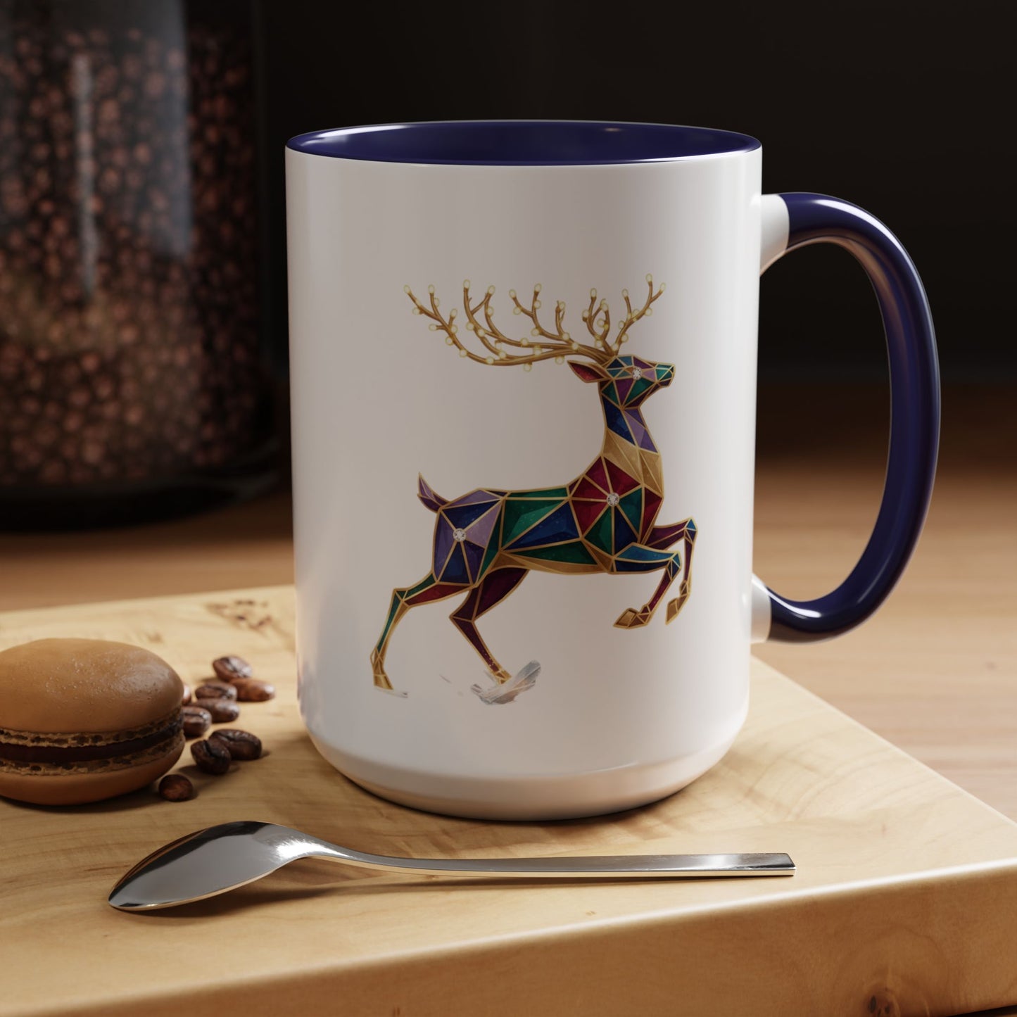 Geometric Rainbow Reindeer Accent Coffee Mug (11/15 oz)
