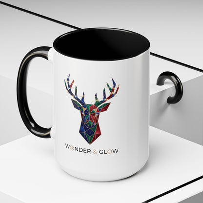 Geometric Stag Accent Coffee Mug — "Wonder & Glow" 11/15oz