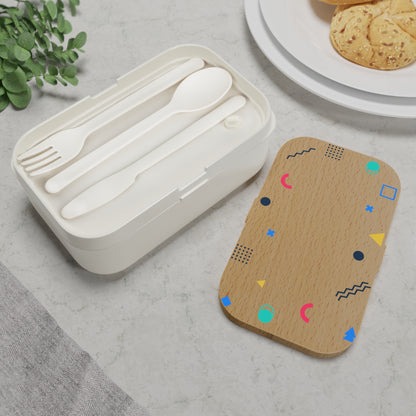 Colorful retro Bento Lunch Box with Fun Patterns