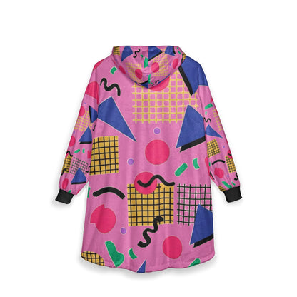 American Retro 80s Memphis Pattern Pink- blanket hoodie - hoodie