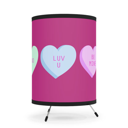 Conversation Heart Tripod Lamp — Cute AF XOXO Printed Shade