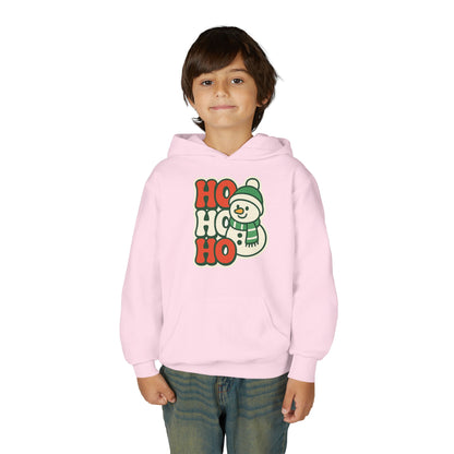 Youth kids Christmas Hoodie - 'HO HO HO' Snowman Holiday Sweatshirt