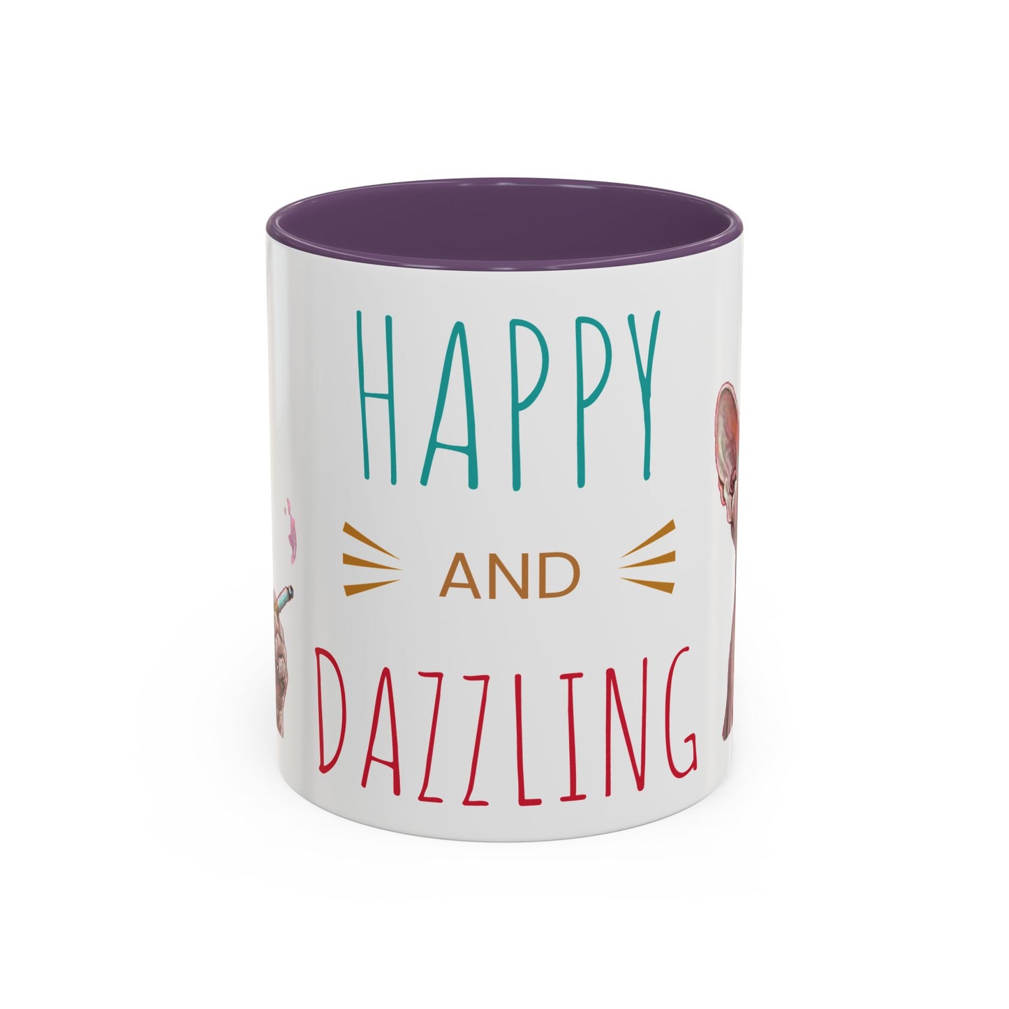 Happy and Dazzling smoking Cat Coffee Mug — Sphynx Cat Accent Mug (11/15oz) (free shipping)