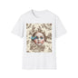 Vintage Doll Face Tee with Glitch Paint Splash
