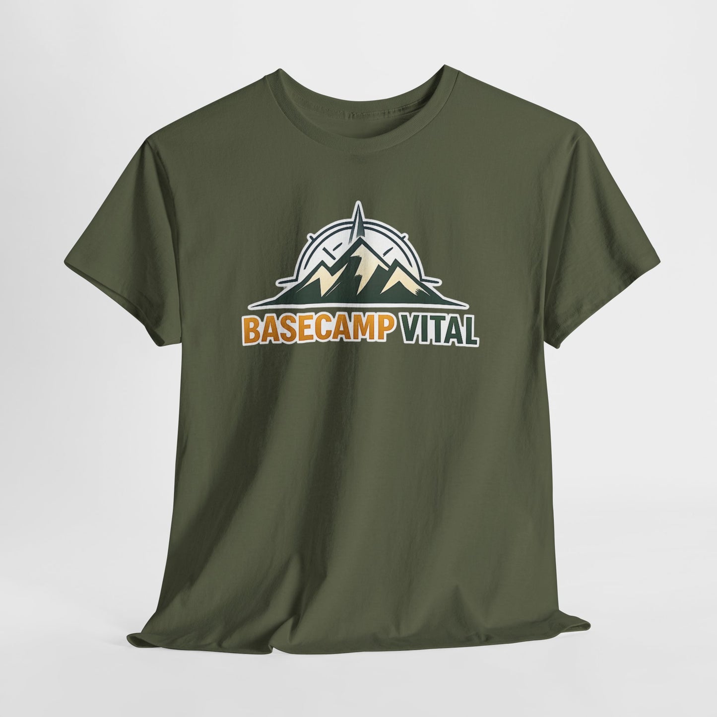 Base Camp Vital Mountain Compass Crewneck T-Shirt | Outdoor Hiking Graphic Tee | Midweight Cotton Trail Shirt (free shipping)