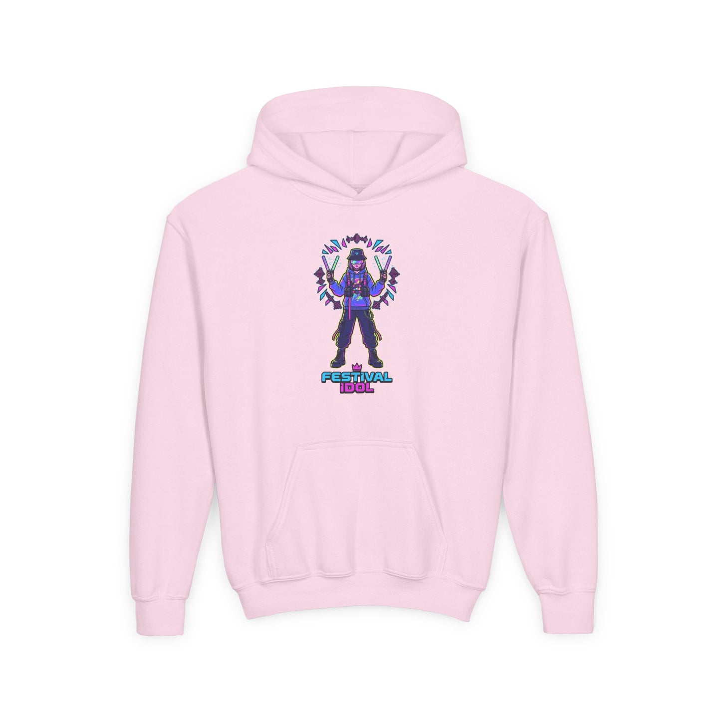 Youth Hoodie — Neon k-Pops Gamer Girl Graphic “Pixel Pal” Streetwear