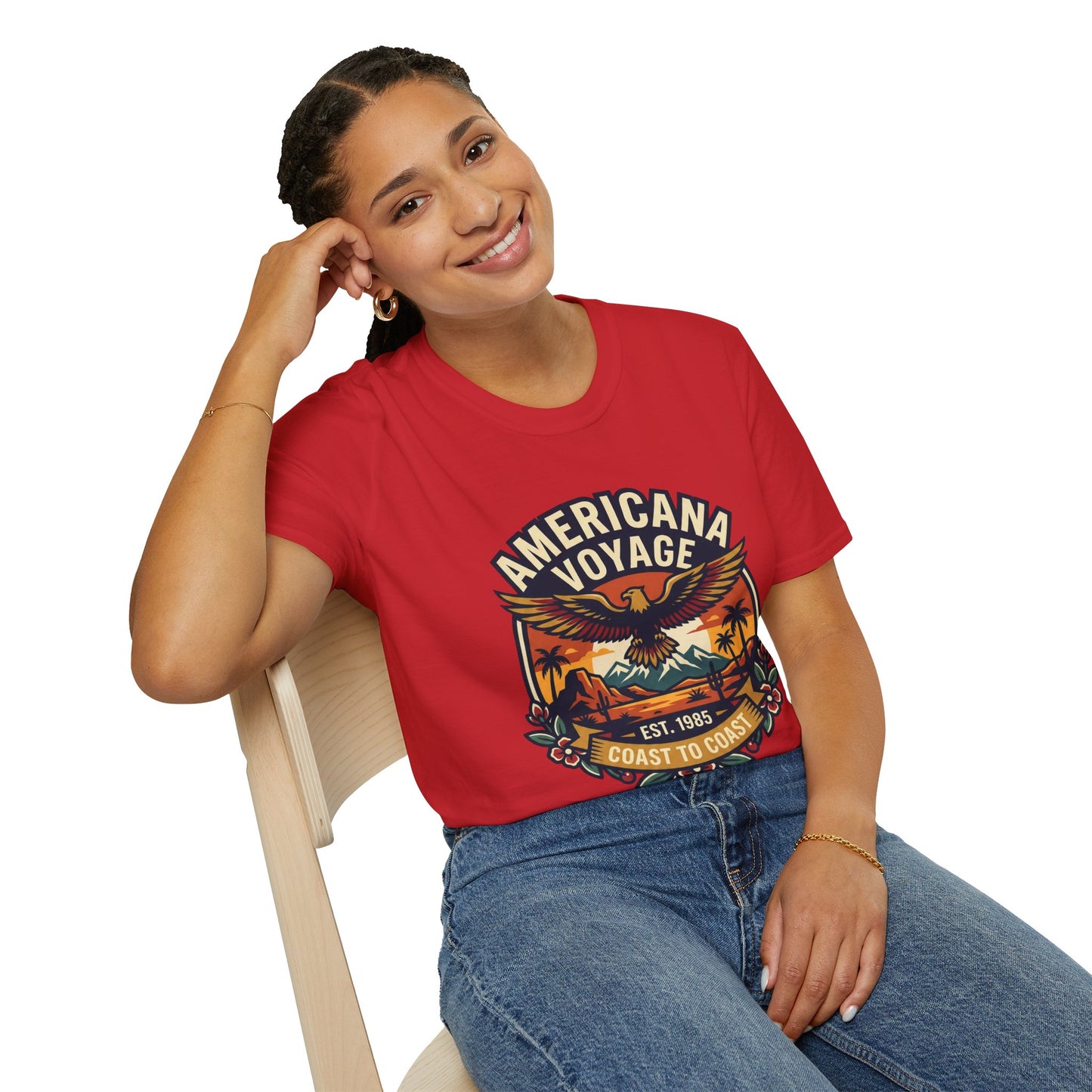 Americana Voyage retro Graphic T-Shirt — Coast to Coast Eagle Sunset
