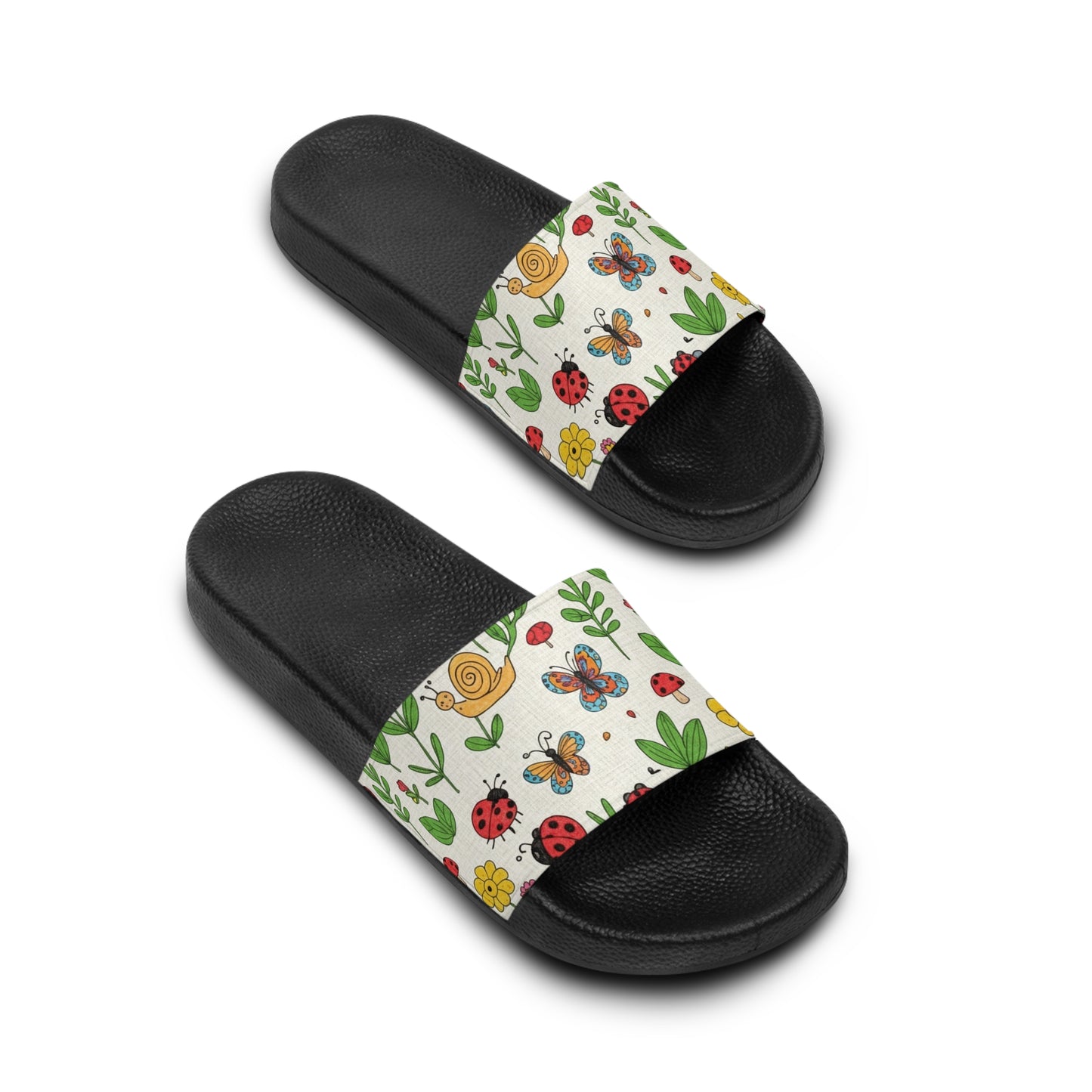 Women's Slide Sandals Garden Critter Doodles / Bugs & Blooms