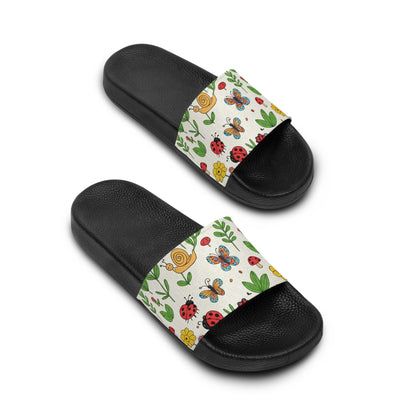 Women's Slide Sandals Garden Critter Doodles / Bugs & Blooms