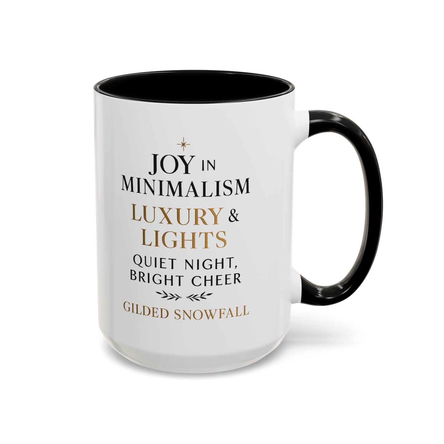 Joy in Minimalism Luxury & Lights Coffee Mug — Holiday Gilded Snowfall Design (11/15oz)