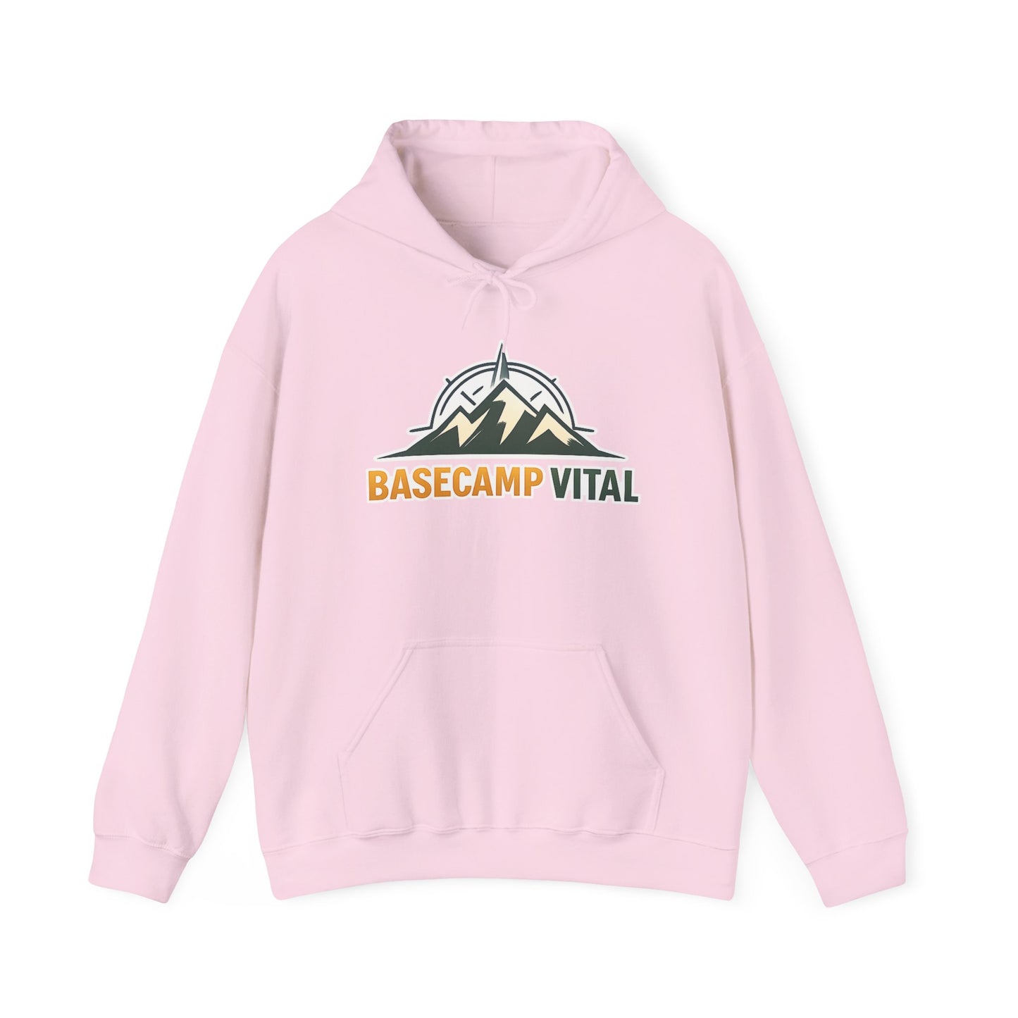 Base Camp Vital Outdoor Fleece Hoodie | Mountain Compass Graphic Pullover | 50/50 Midweight Trail Hoodie  Vital Hoodie  (free shipping)