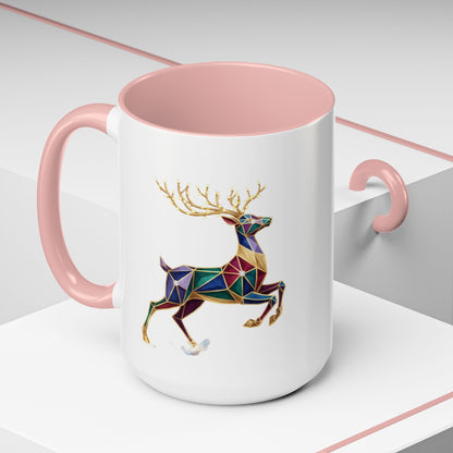 Geometric Rainbow Reindeer Accent Coffee Mug (11/15 oz)
