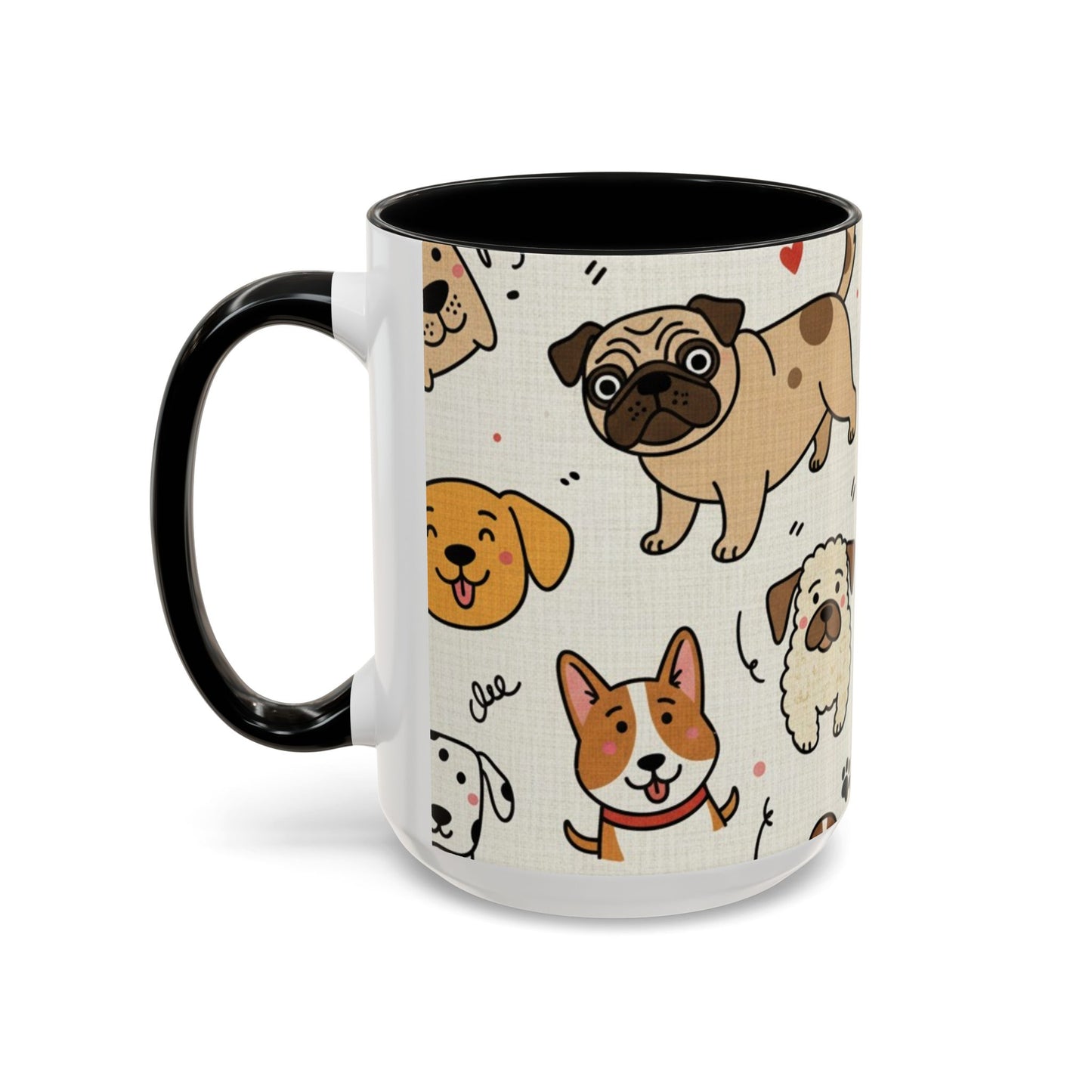 Cute Dog Pattern Accent Coffee Mug – Cute Cartoon Puppies 11/15oz