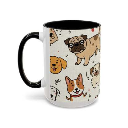 Cute Dog Pattern Accent Coffee Mug – Cute Cartoon Puppies 11/15oz