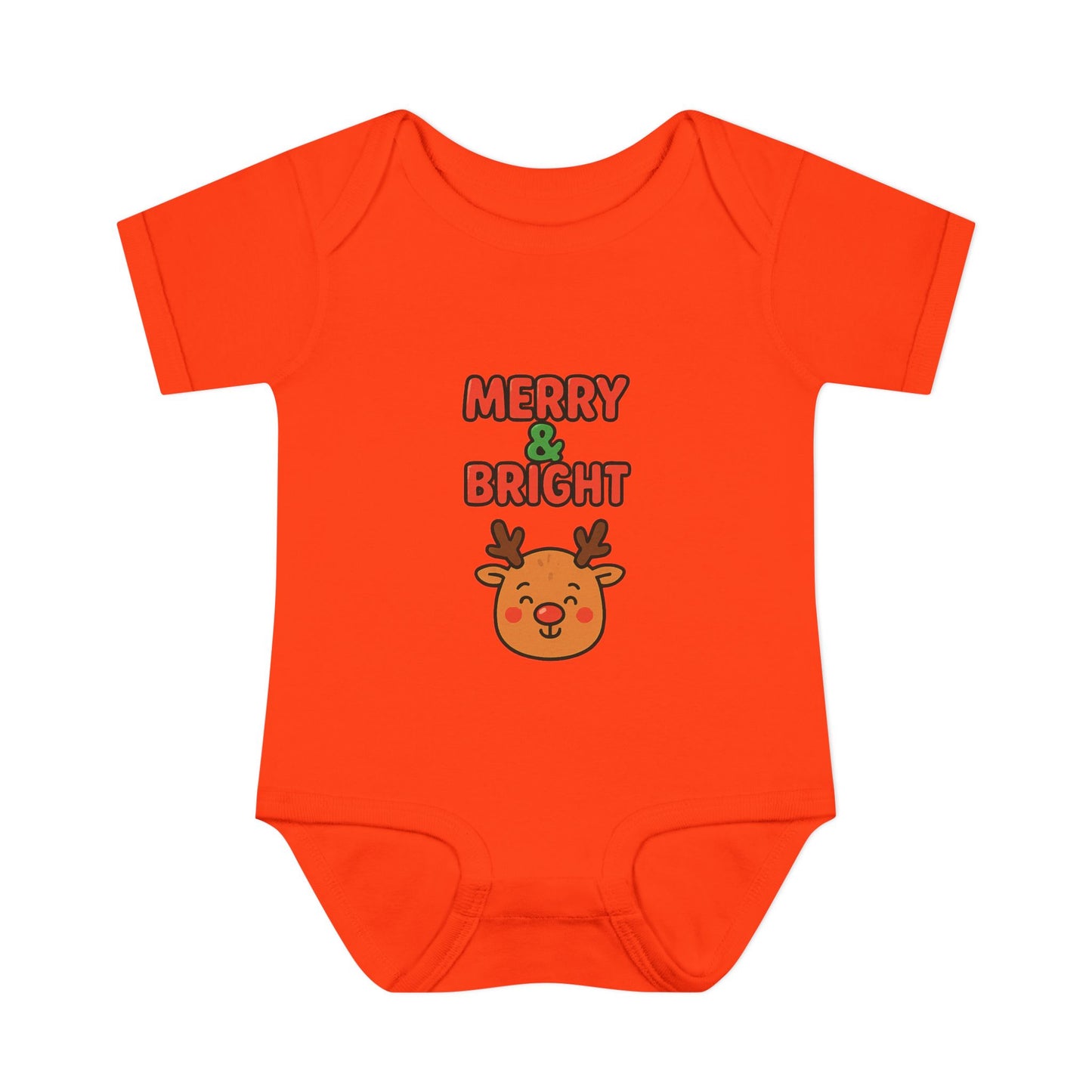 Merry & Bright Baby Bodysuit - Cute Reindeer Christmas Infant Onesie