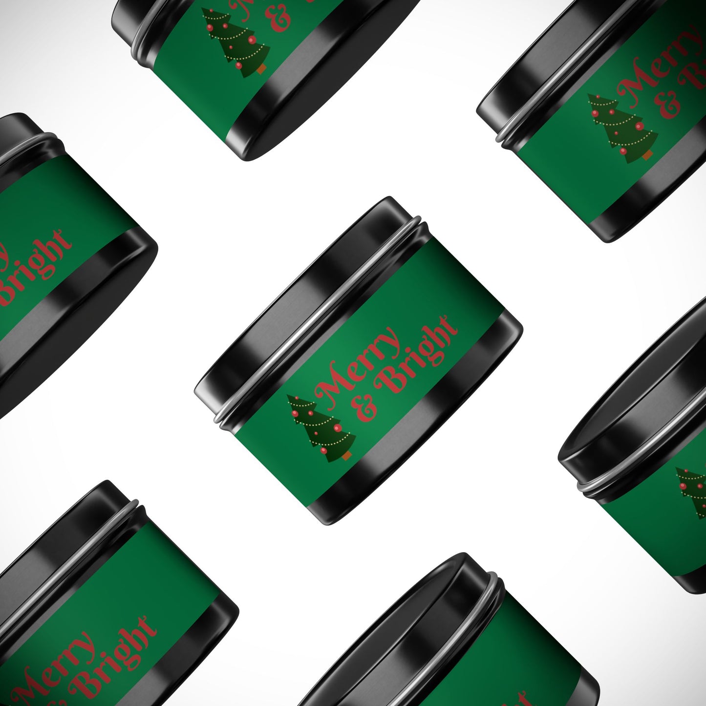 Merry & Bright Christmas eco-friendly Tin Candle — Holiday Scented Soy Candle- the give back candle collection