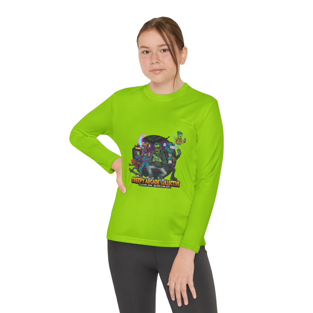 Creepy Arcade Collecting Youth Long Sleeve Tee, Kids Gamer Shirt, Halloween Costume, Teen Casual Wear, Fantasy T-Shirt