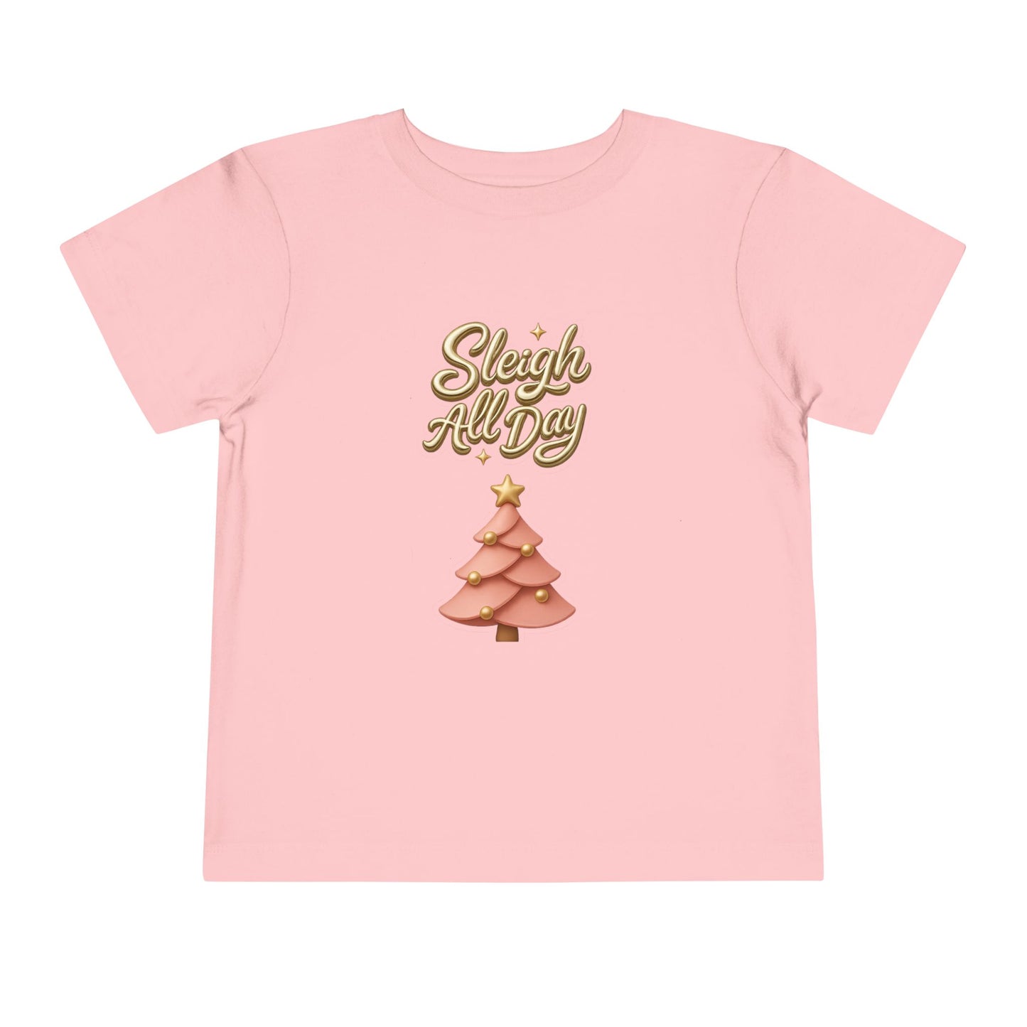 Toddler Tee - "Sleigh All Day" Christmas Tree Holiday Shirt
