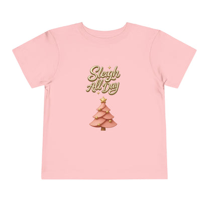 Toddler Tee - "Sleigh All Day" Christmas Tree Holiday Shirt